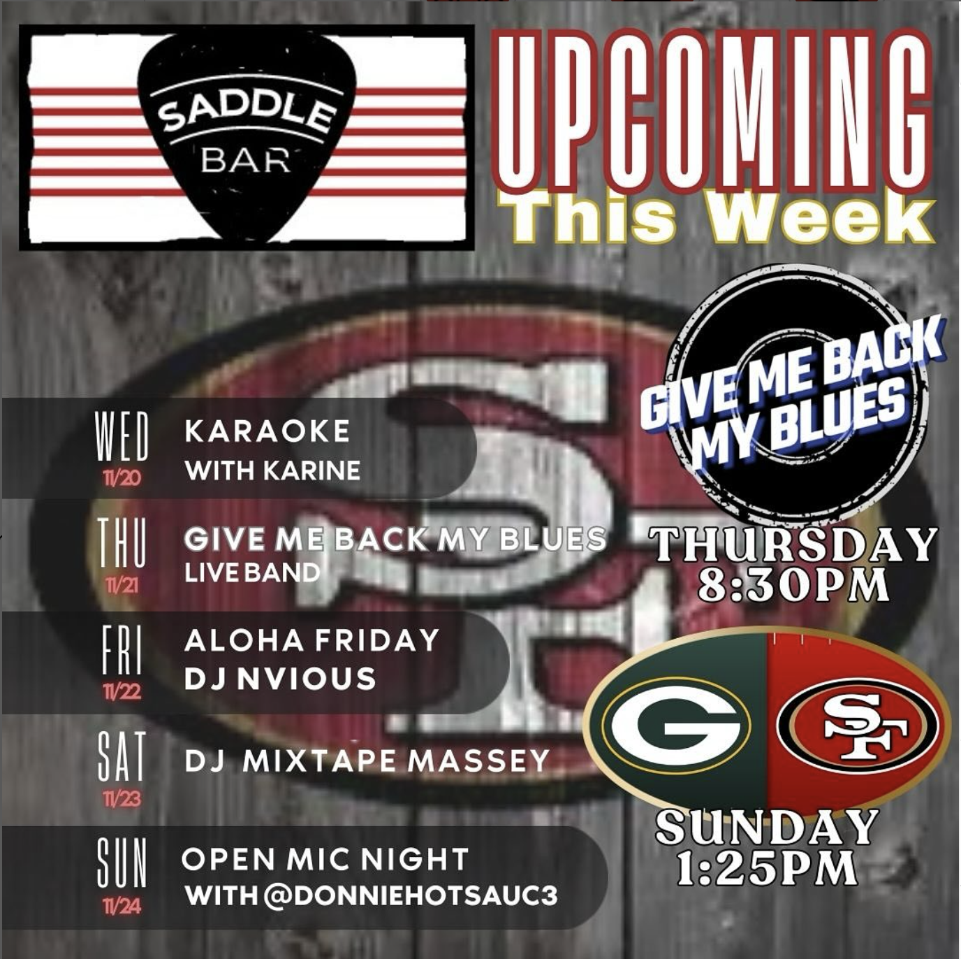 Events this week at The Saddle Bar!